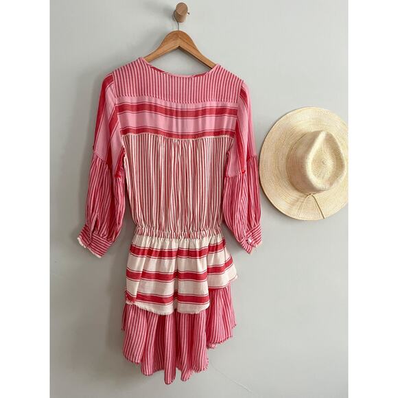 Devotion Twins | Greek Embroidered Tunic Boho Dress | Red Pink | Sz XS - Picture 7 of 16